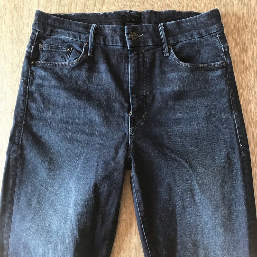 MOTHER Dark Blue HightWaisted Ankle Fray Sz 28 - Picture 2 of 8